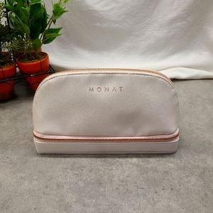 Monat Light Pink Make-up/Jewelry Travel Bag Case With Rose Gold Zipper